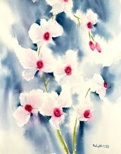 Dreamy Orchid Flowers, Watercolor Painting, 11''x14''