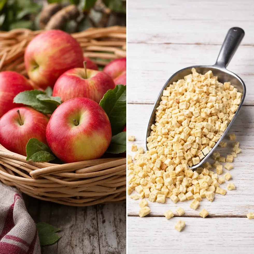 Getrocknete Apfelwürfel für Kaninchen & Nager – schonend getrocknetes Naturfutter