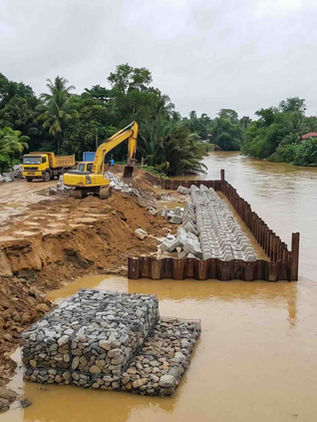 Projek perlindungan tebing Sungai Kelantan di Kampung Pulau Pisang untuk menangani hakisan tebing sungai