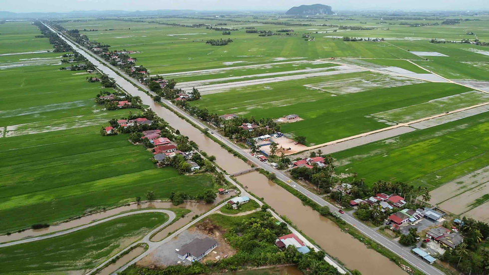 Pemandangan Jalan Sungai Korok di sepanjang Sungai Korok di Jitra, Kedah, pada 8 Julai 2025 / BERNAMA
