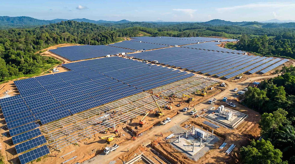 Tapak Projek Ladang Solar Terengganu RM1.2 bilion berkapasiti 400MW di Chenderong yang dibangunkan di atas tanah wakaf bagi menyokong tenaga boleh baharu Malaysia.