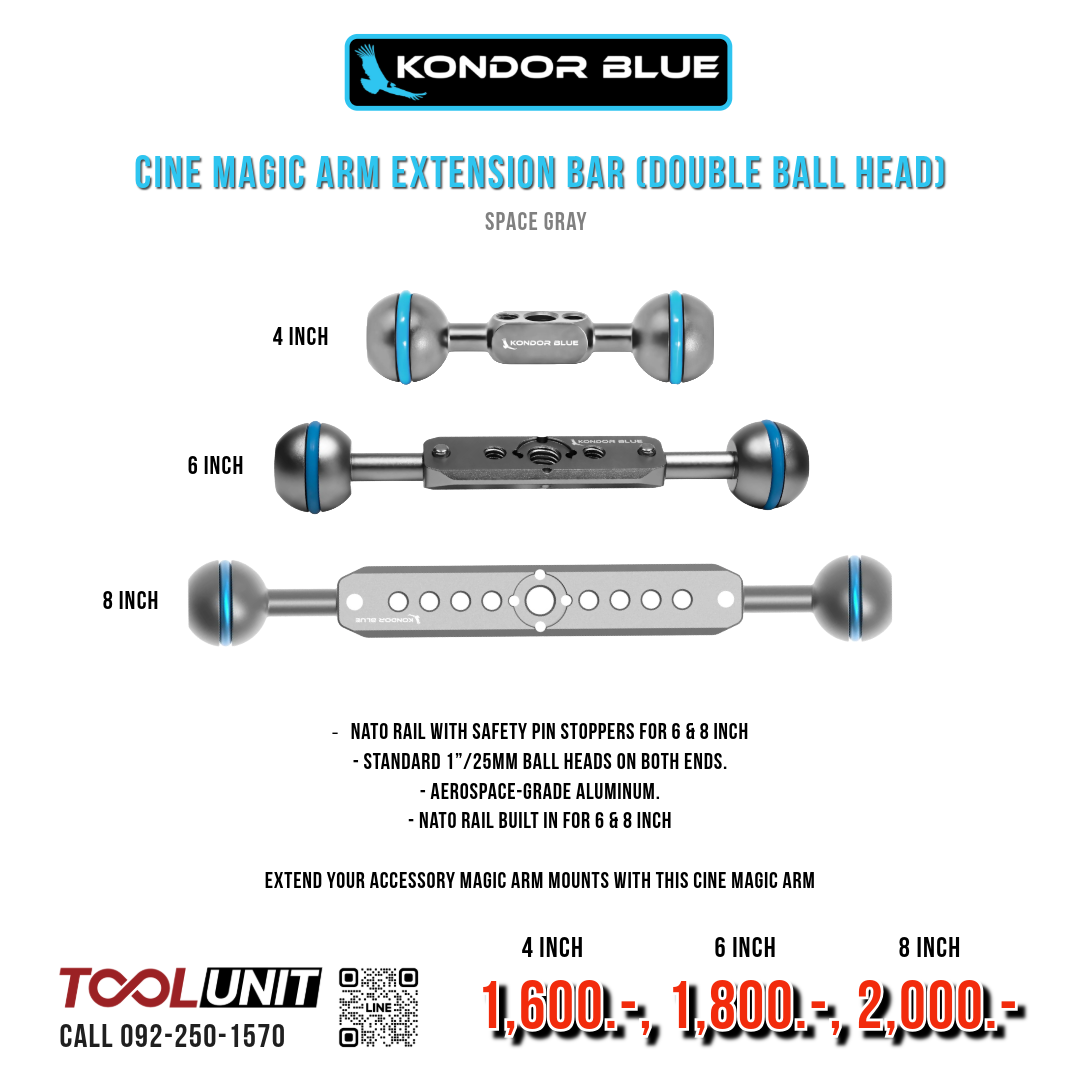 KONDOR BLUE KB_Cine Magic Arm Extension Bar (Double Ball)-Space Gray