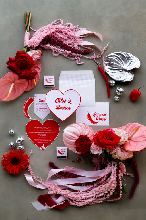 flatlay de mariage papèterie