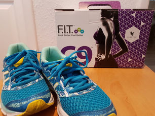 A pair of blue trainers