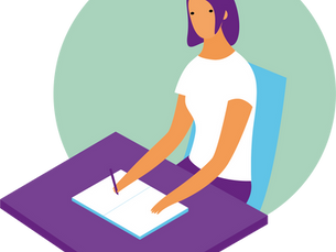 Illustration of a women writing