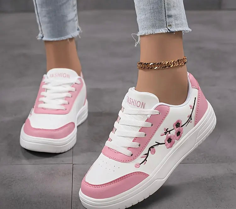 Women’s embroidered floral trainers