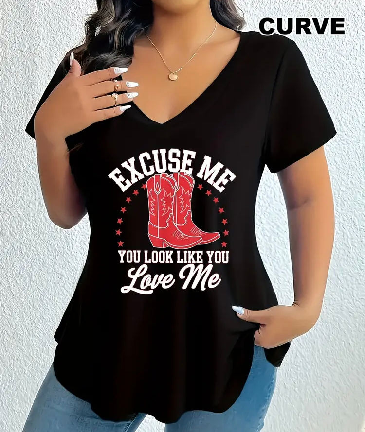 Women’s plus size cowboy boots you look like you love me top
