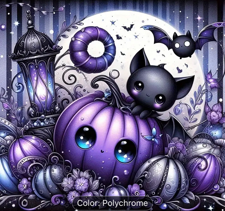 Bat and pumpkin diamond art