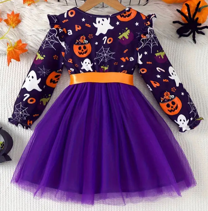 Girls Halloween mesh dress