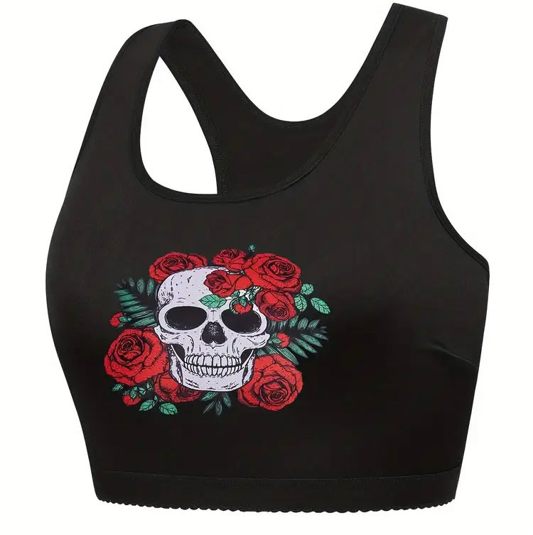 Women’s plus size rose skull bra