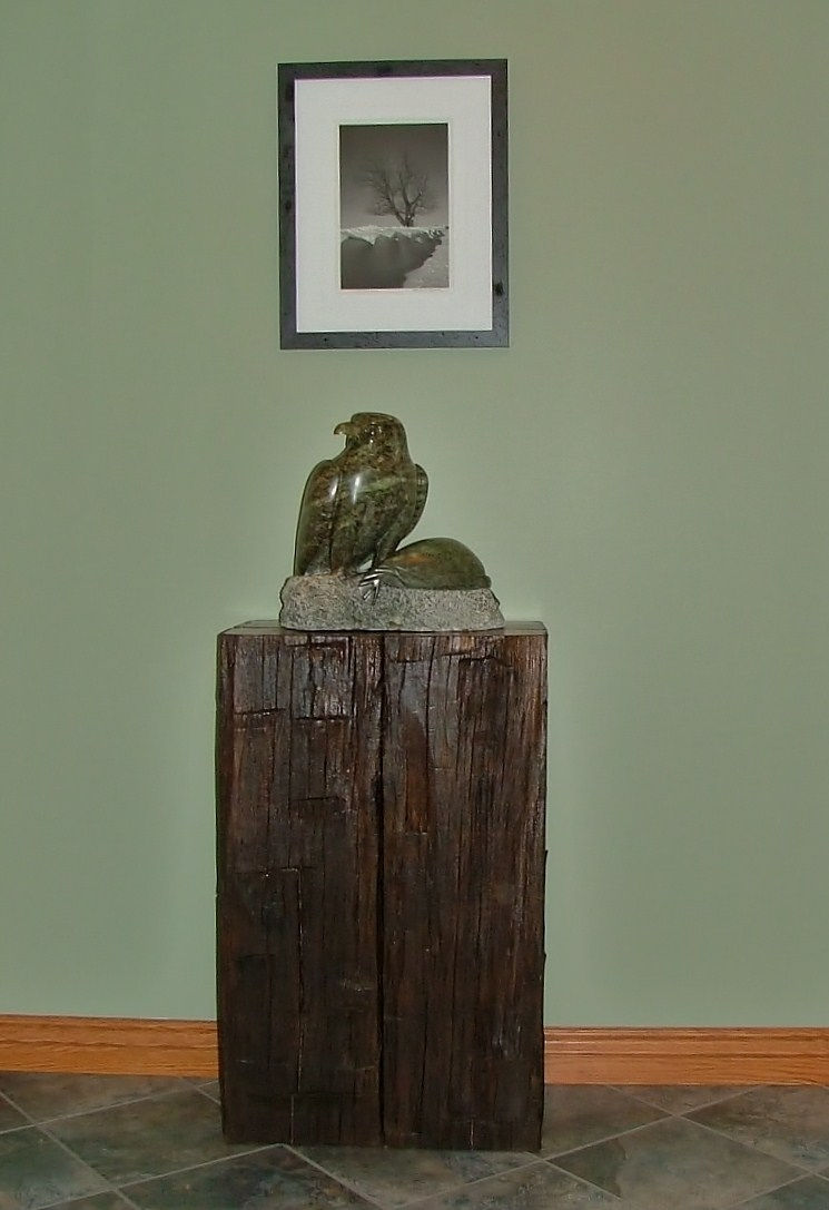 Thumbnail: Reclaimed elm timber cube statue stand