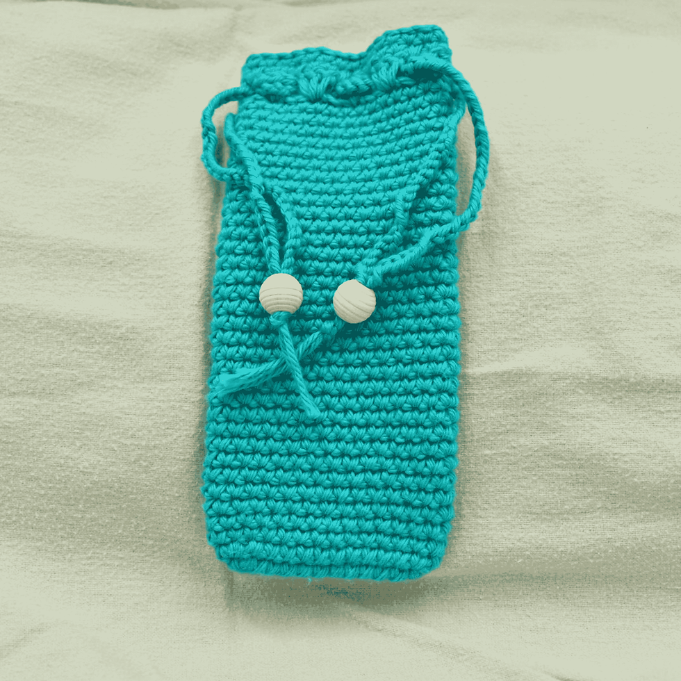 Thumbnail: Drawstring Eyeglass Protective Pouch (Shell Stitch)