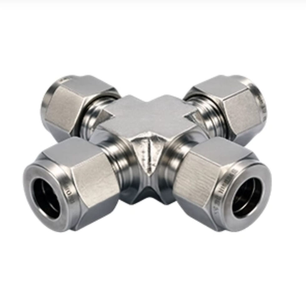 Stainless steel four-way cross tube fitting