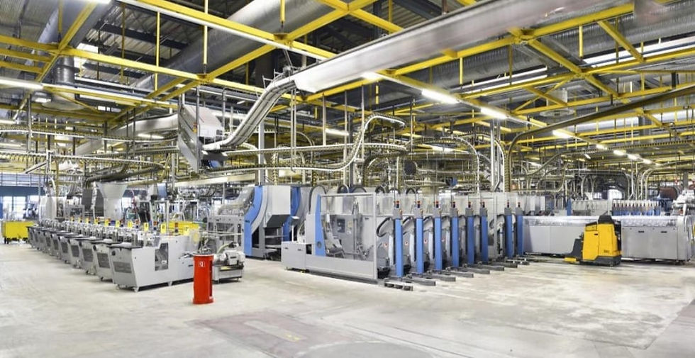 Industrial infrastructure with automated factory machinery.