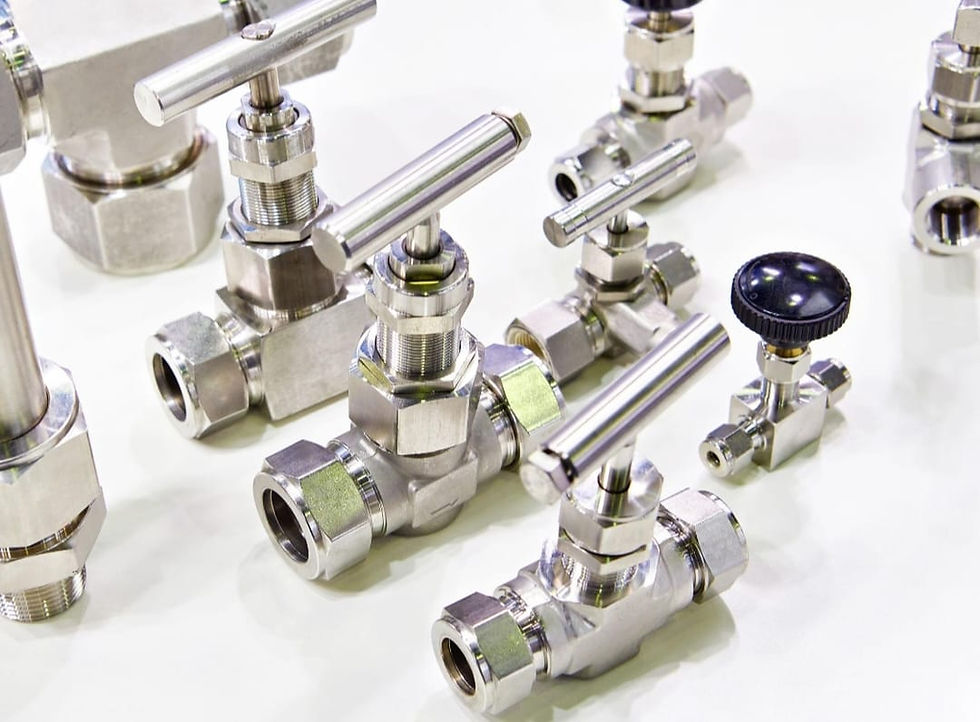 Stainless steel industrial valves and pipe fittings