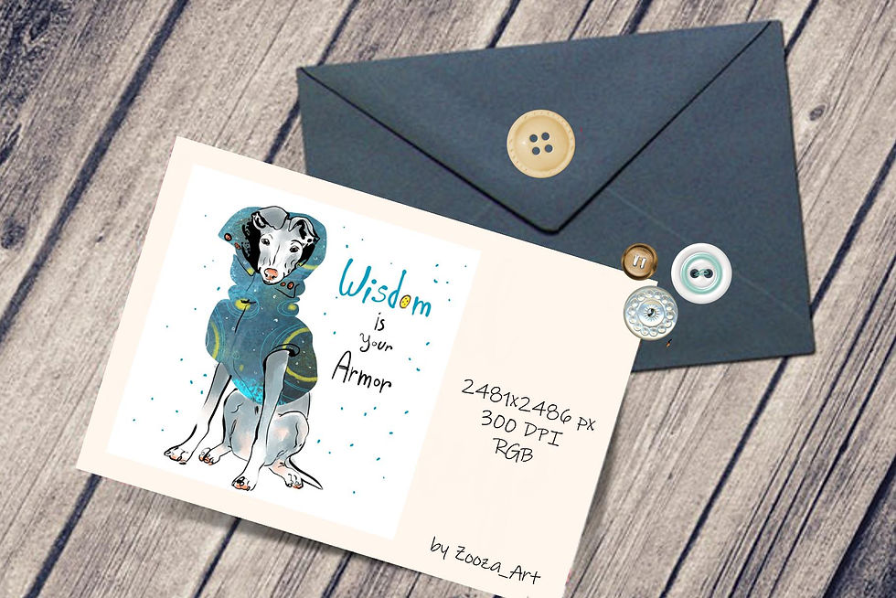 Thumbnail: Wise Dogs in Popons III - 6 cards. Warmth & Buttons