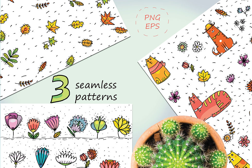 Thumbnail: Autumn Cats - clip-art collection, patterns, frames