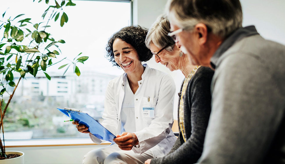 Doctor consulting with two older adults