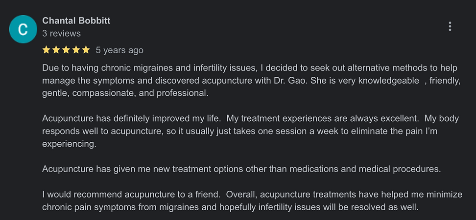 Reviews for Hong Gao Licensed Acupuncturist in Troy MI