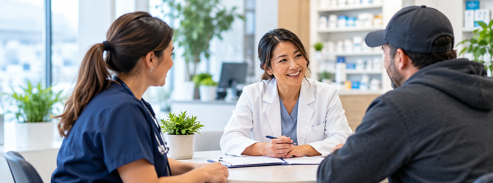 ValleyCare pharmacist collaborating with a healthcare professional and patient to support coordinated community care.