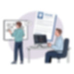 An illustration of an entry-level candidate demonstrating a skill on a whiteboard during an interview, with a resume in the background, highlighting the focus on skills over experience.