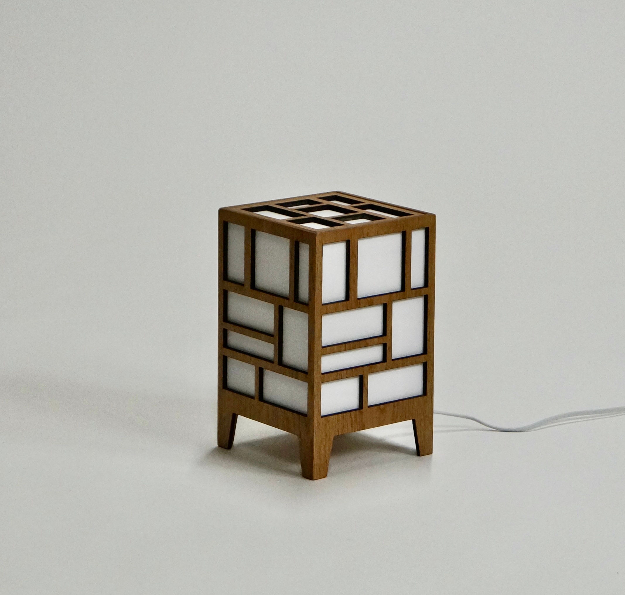 Japanese shoji style oak lamp small