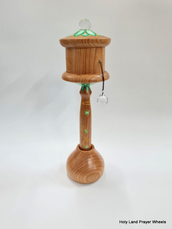 Thumbnail: Green Tara large hand held prayer wheel