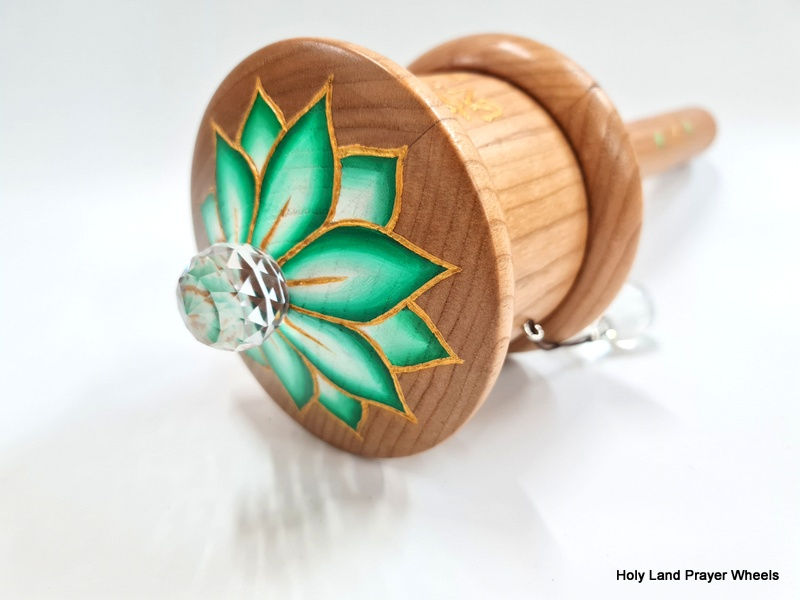 Green Tara large hand held prayer wheel