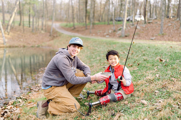 Photo of catching a fish at the pond
