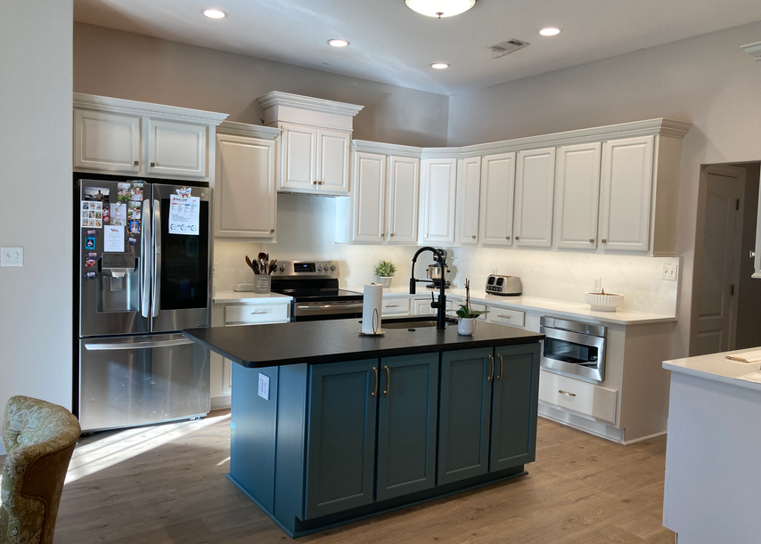 Custom, Handmade Teal Kitchen Island