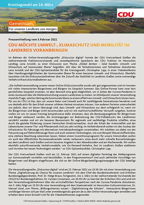 CDU möchte Umwelt-, Klimaschutz und Mobi