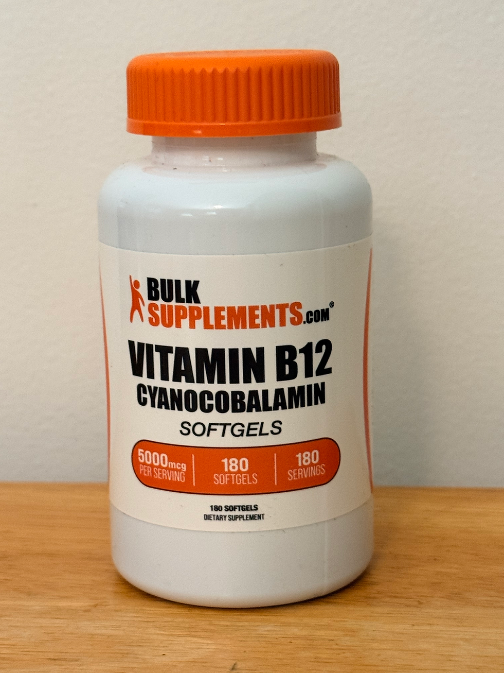 BulkSupplements.com Vitamin B12 5000 mcg Softgels - Cyanocobalamin, Vitamin B Supplements, B12 Vitamins Pills - Gluten Free, 1 Vitamin B12 Softgel per Serving, 180-Day Supply, 180 Softgels