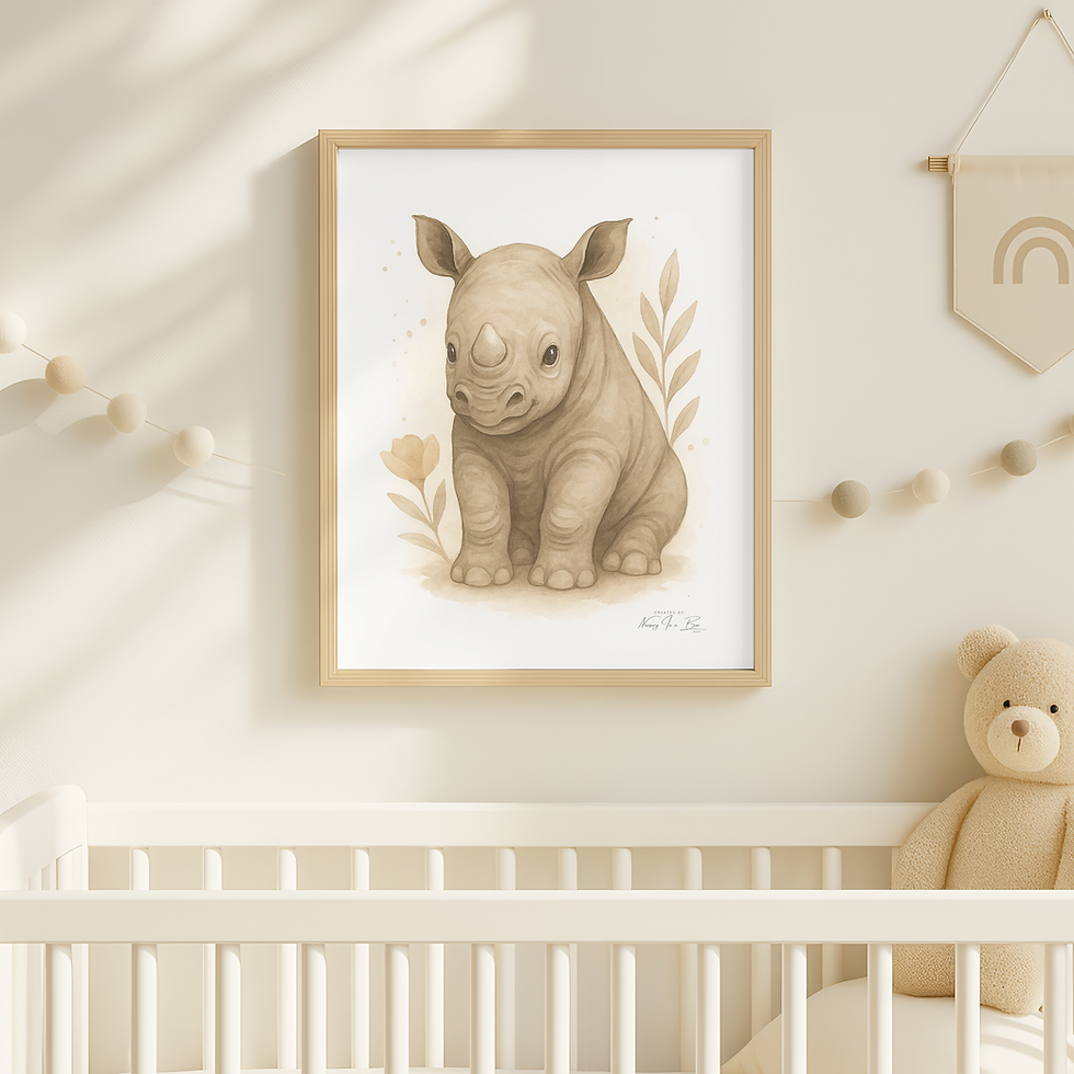 Thumbnail: Baby Rhino Nursery Print Watercolor