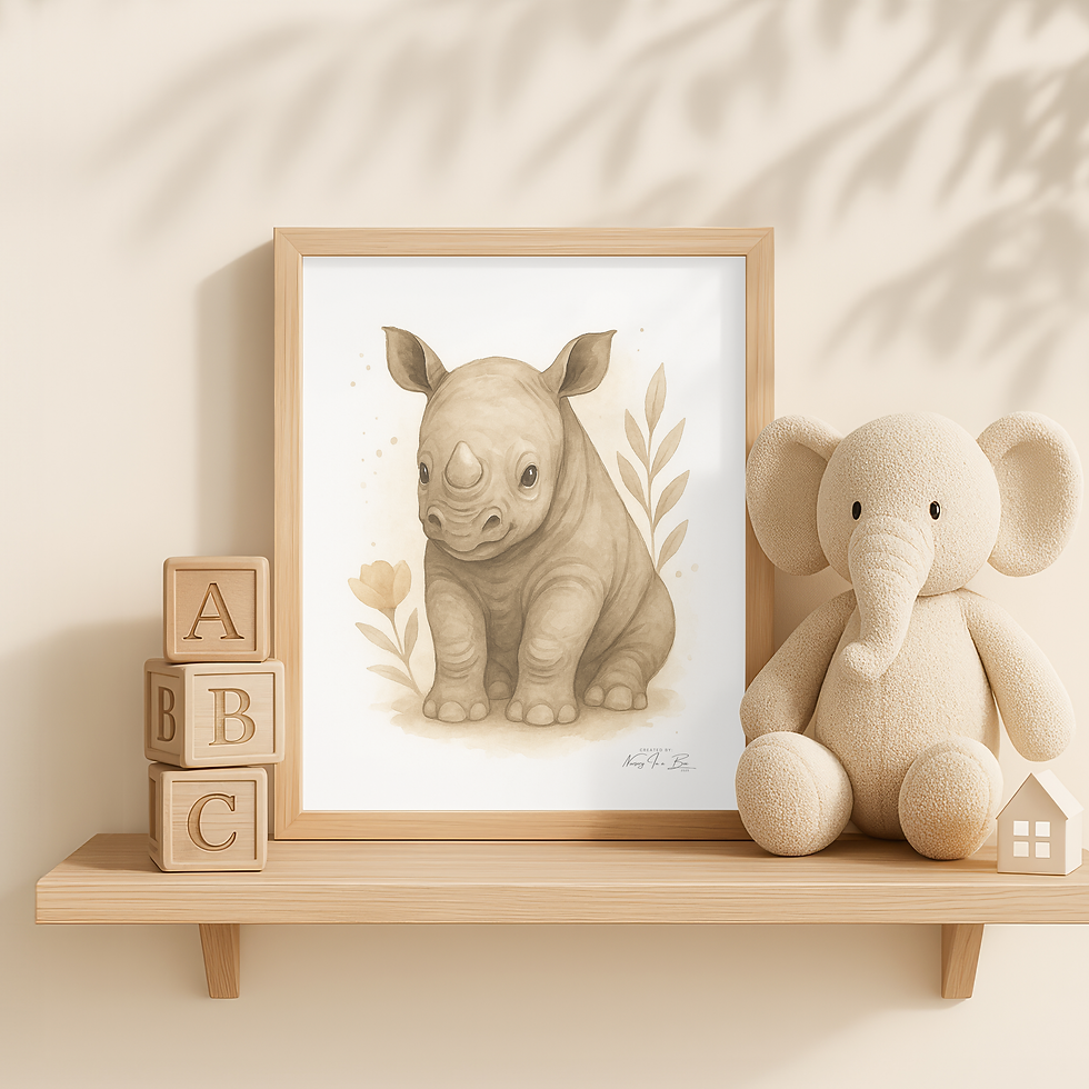 Thumbnail: Baby Rhino Nursery Print Watercolor