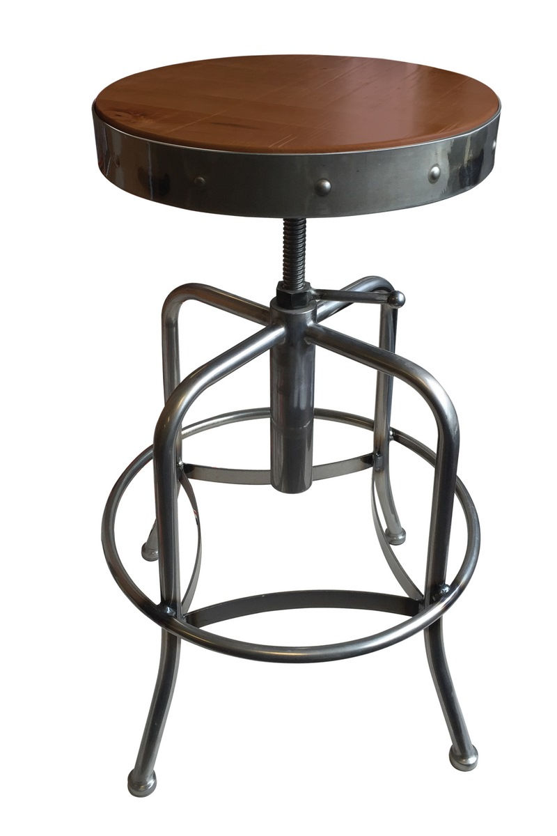 Thumbnail: 910 Adjustable Bar Stool with Wood Seat