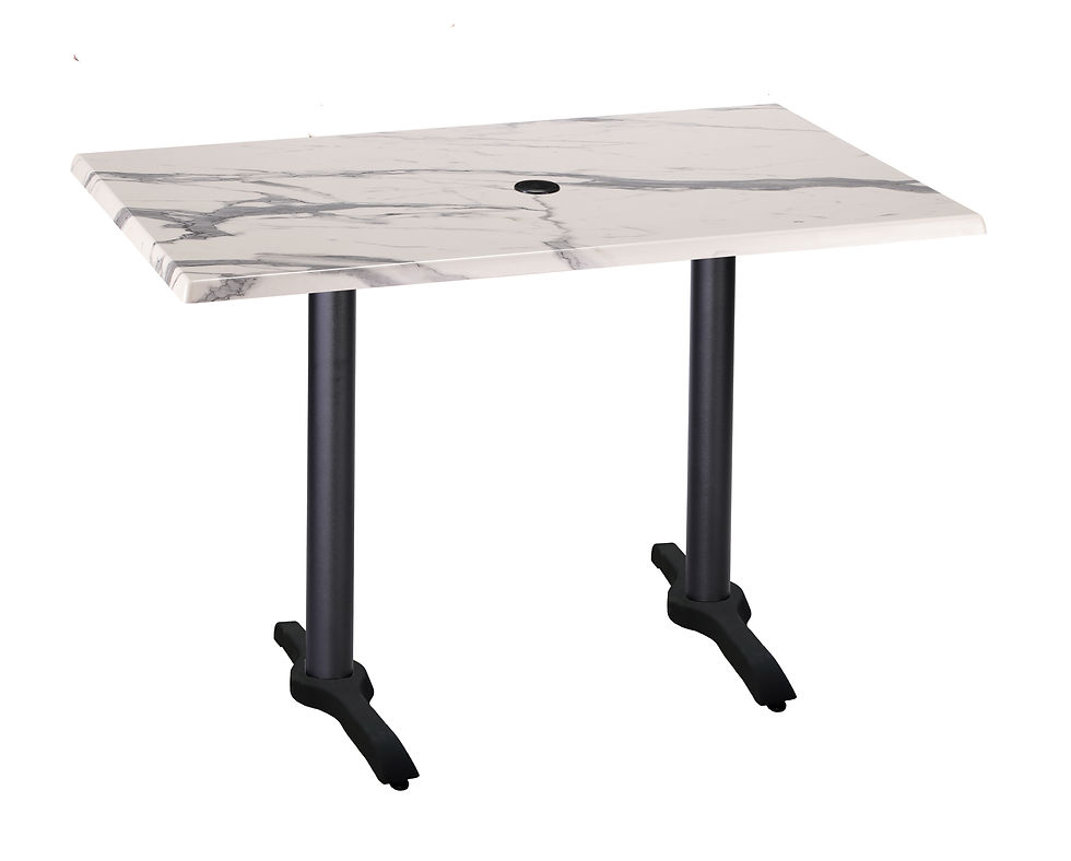 Thumbnail: Outdoor 211 30" X 48" Table with White Marble Table and Umbrella Hole