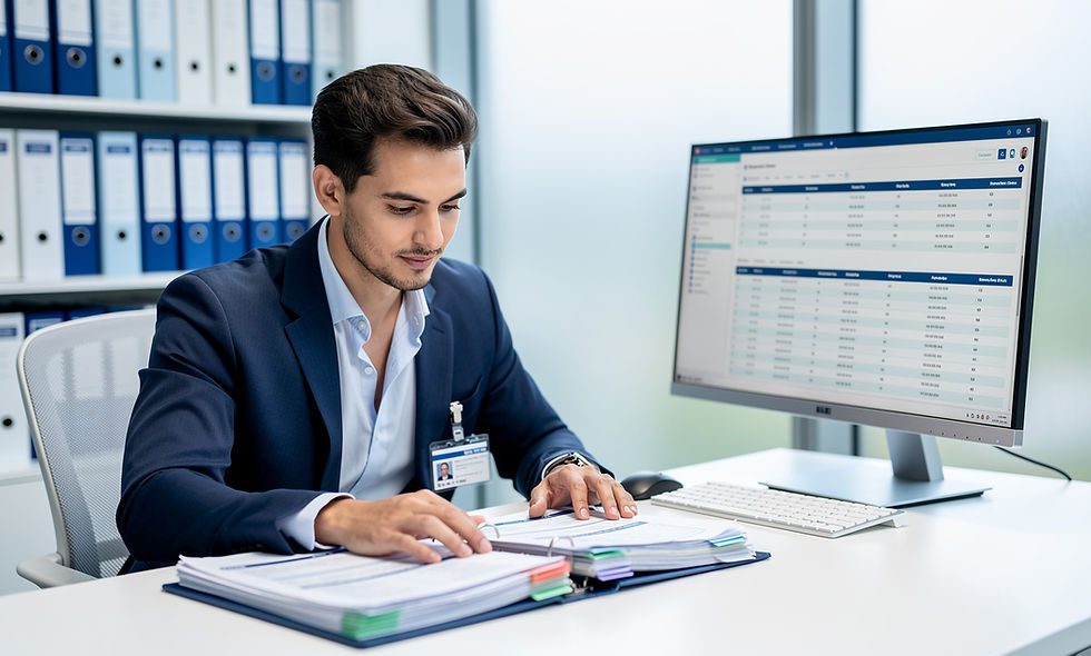 Healthcare compliance officer reviewing behavioral health clinical documentation