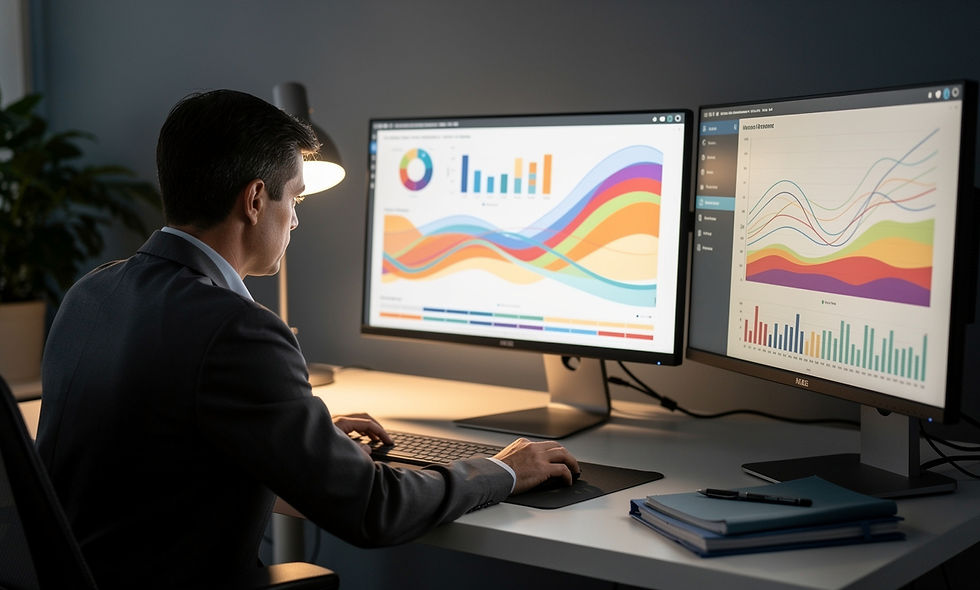 Clinician reviewing AI-generated patient insights on digital dashboard