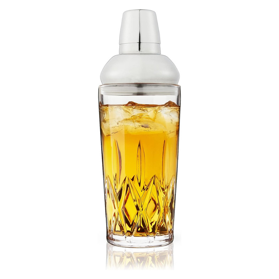 Viski Cocktail Shaker Crystal with Stainless Steel Cap and Strainer 25oz