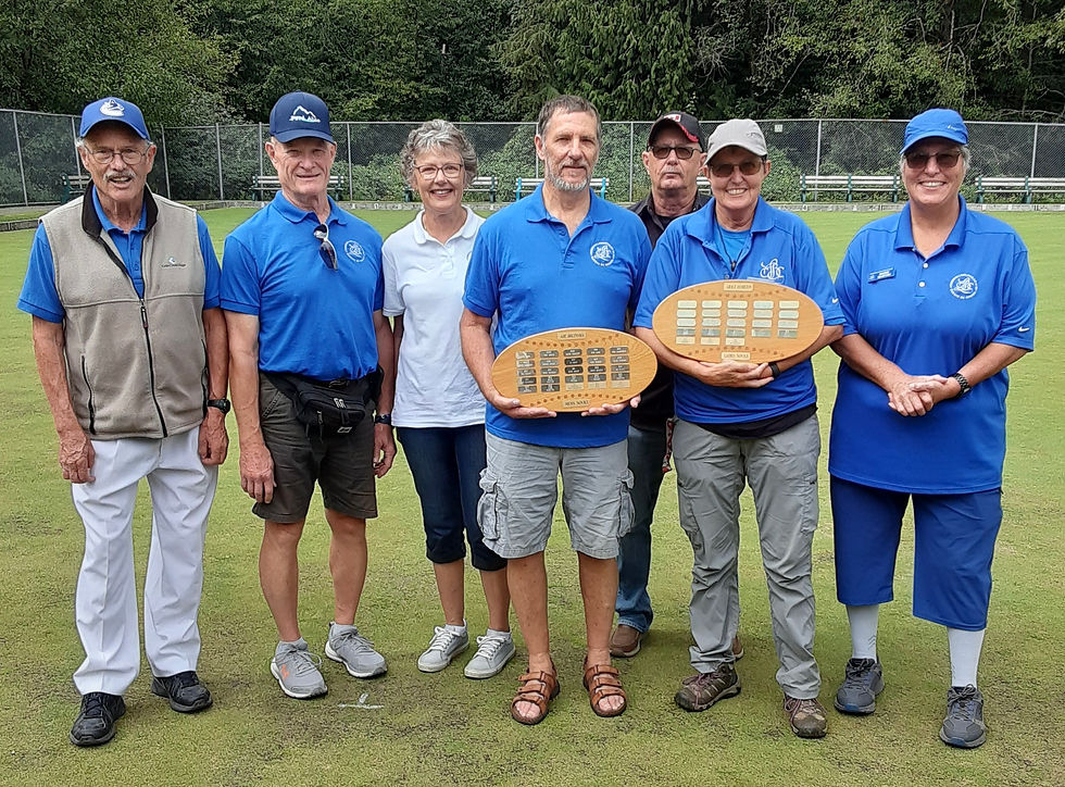 The 2025 Novice Tournament competitors Glen McCord, Clayton Tiedemans, Virginia Day, Garry Poirier, Gerry Hubbard, Emily Westgate, and Angie Martini.