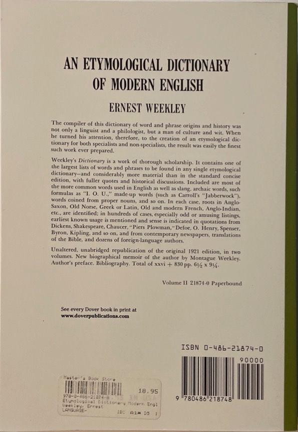 Thumbnail: An Etymological Dictionary of Modern English L-Z