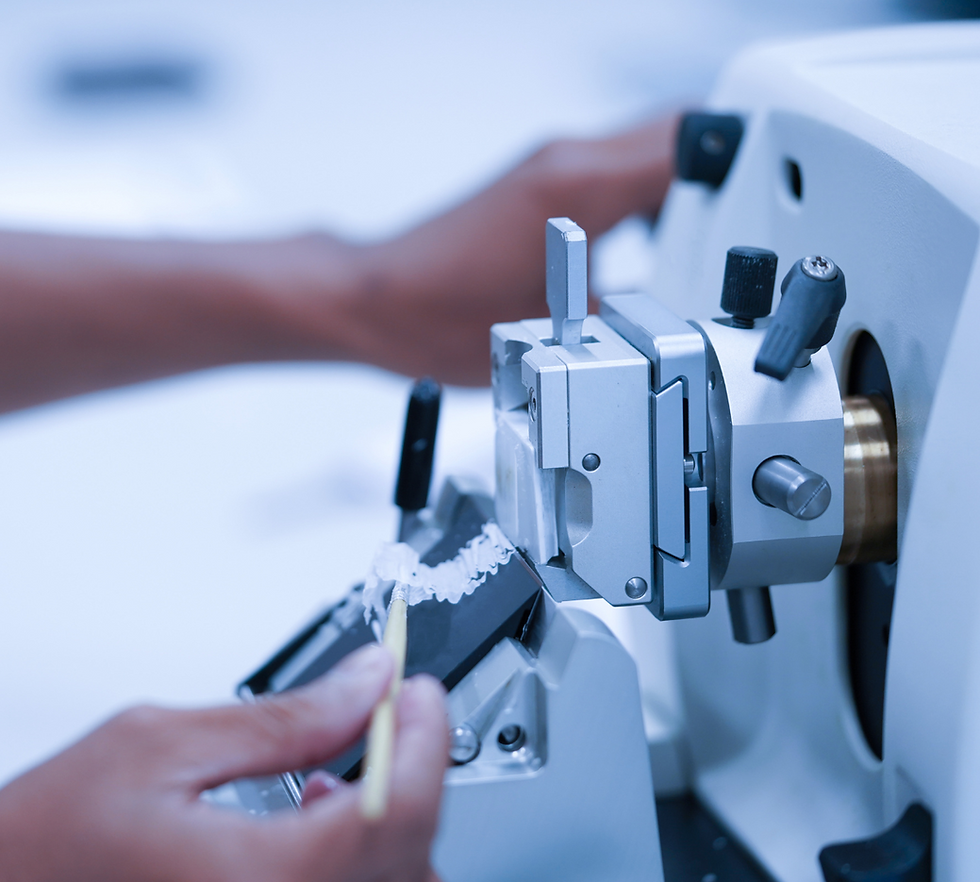 Technician using microtome