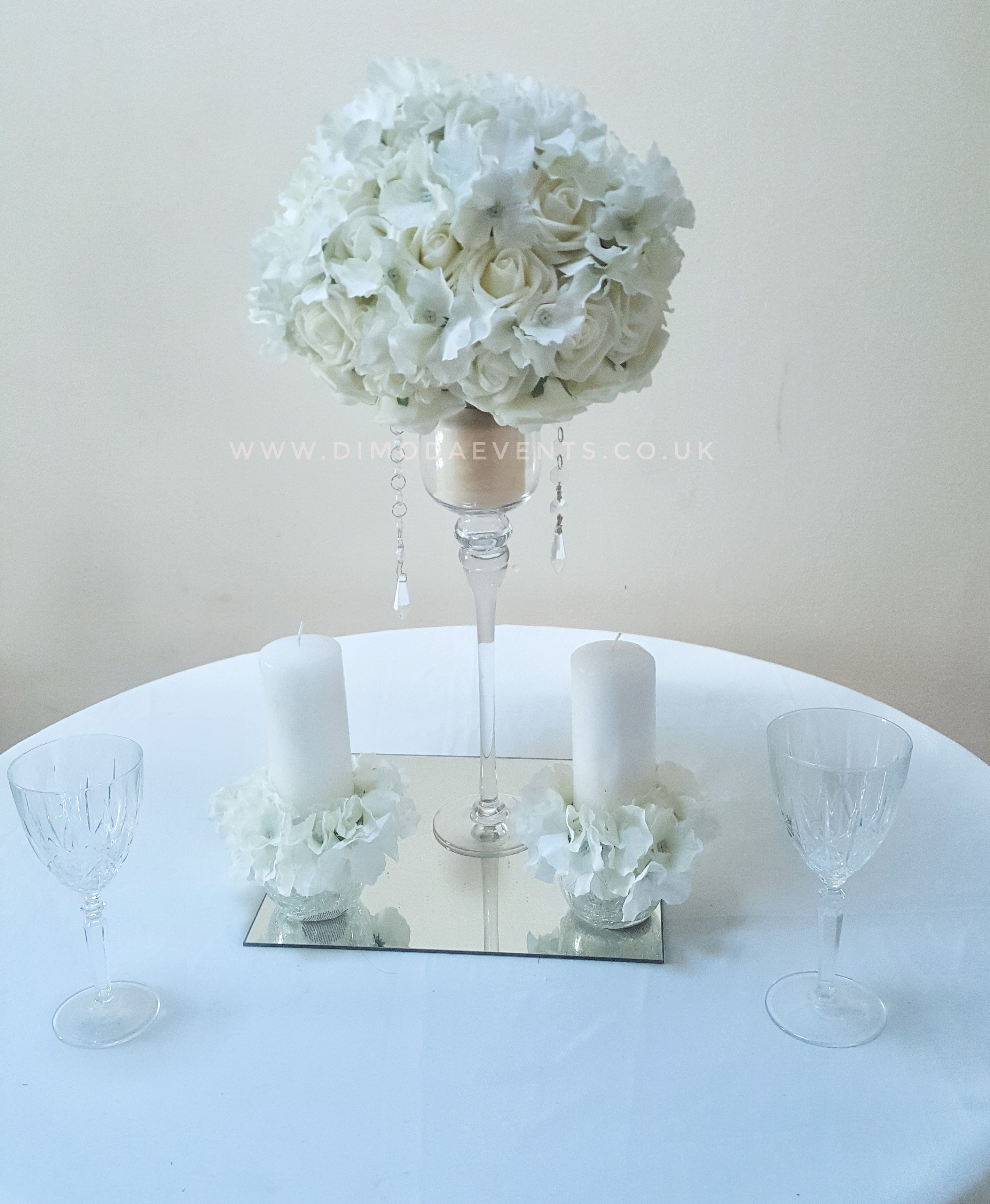 White flower stem vase