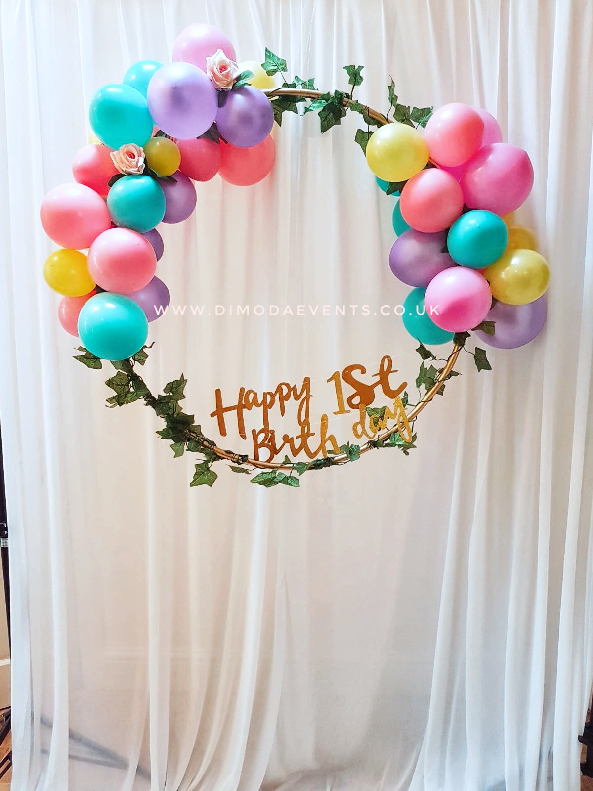 Hoop with drape curtain package.
