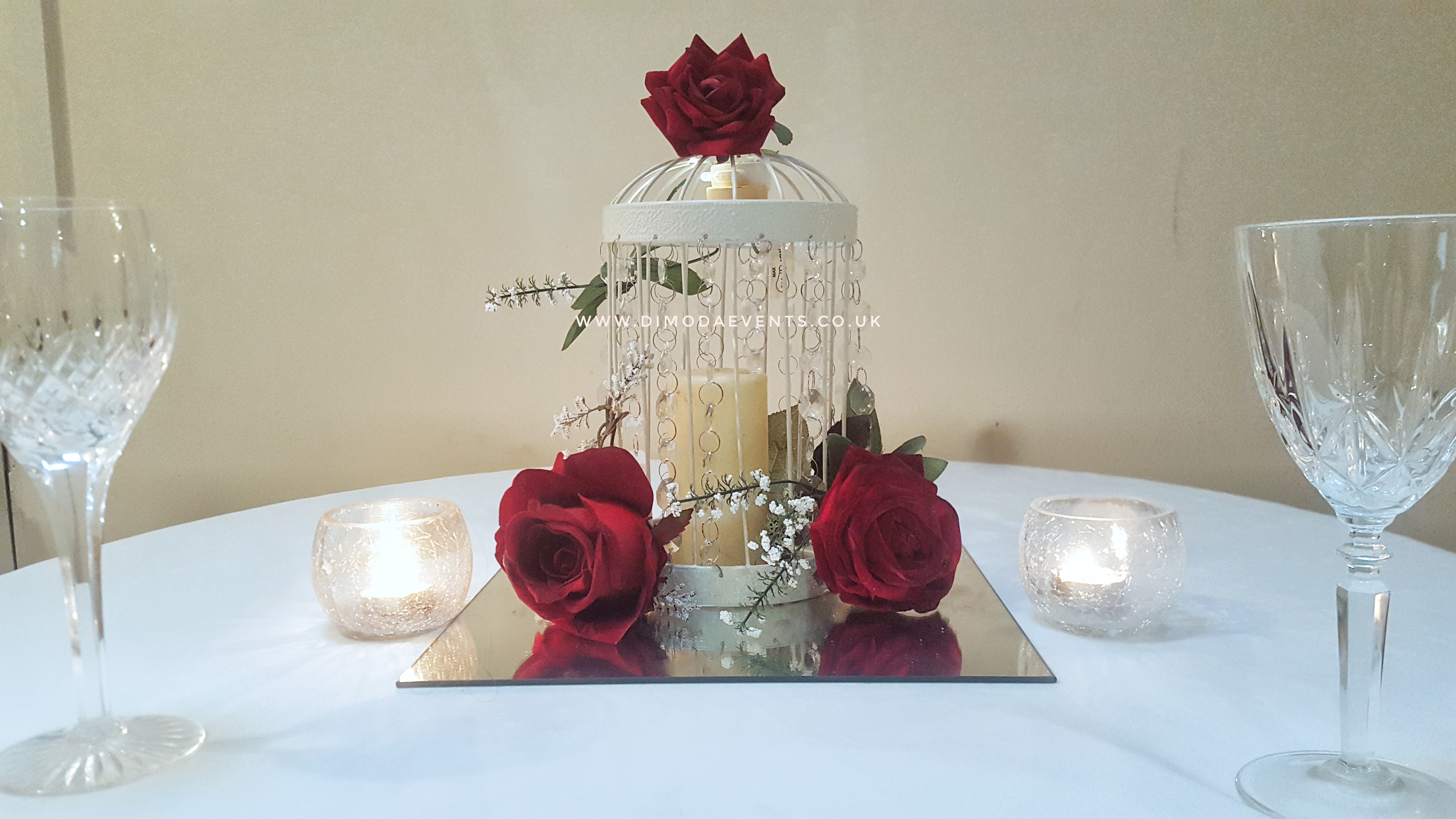 Vintage Red Rose Birdcage
