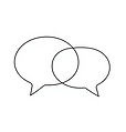 Two overlapping speech bubbles in minimal line art—evoking conversation and listening.jpg