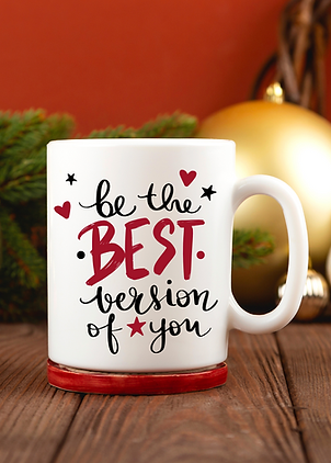 White ceramic mug with the inspirational quote 'Be the Best Version of You' in elegant black font, perfect for daily motivati