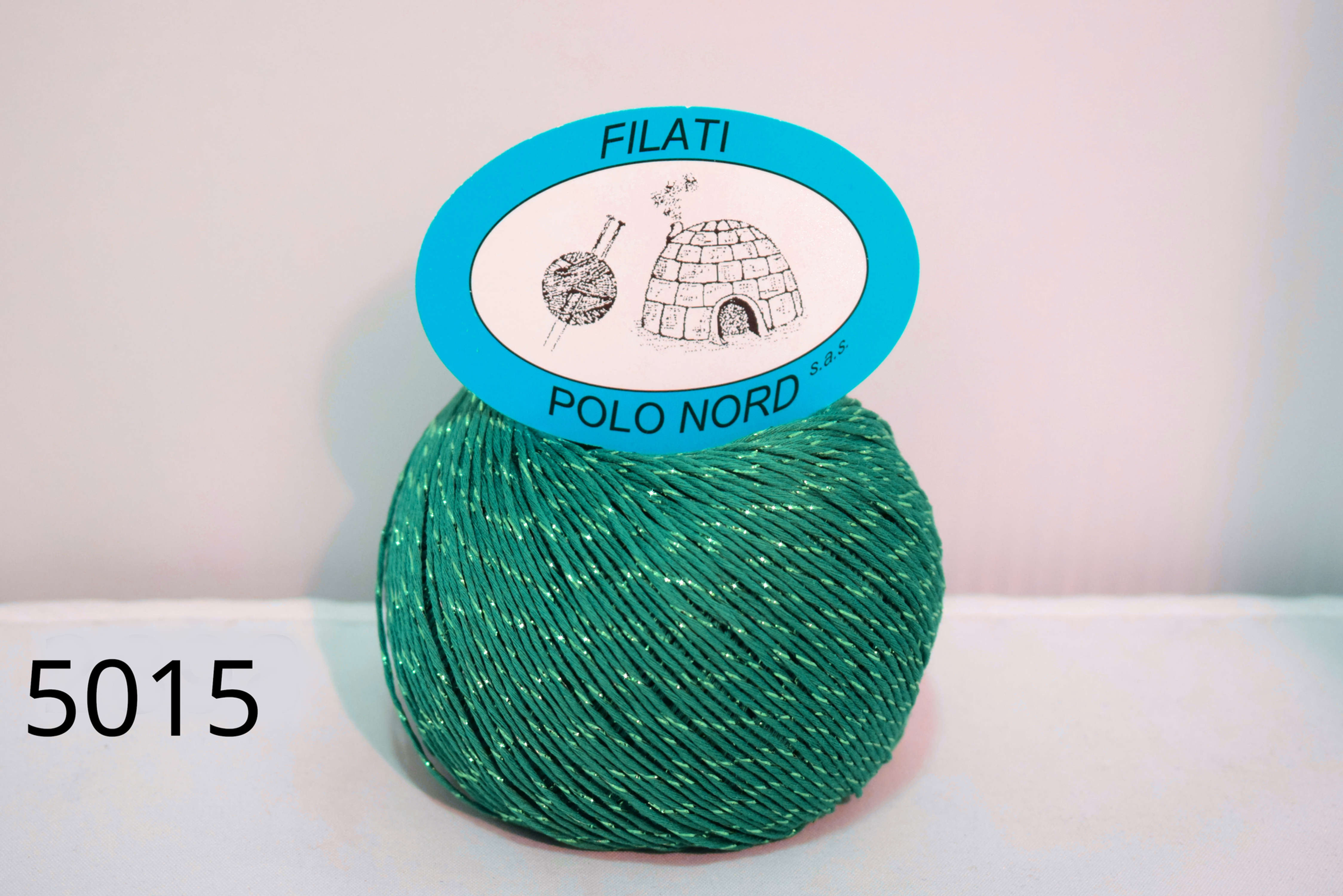 97%cotone, 3%poliestere Smeraldo lamè 5015 50 grammi