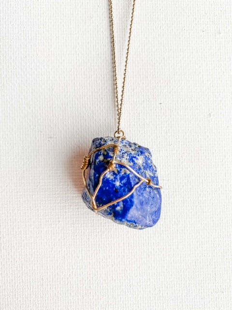 Raw Lapis Lazuli Pendant Necklace