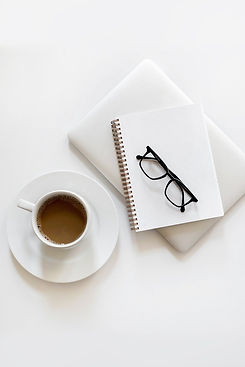 Flat lay with coffee and notebook by….jp